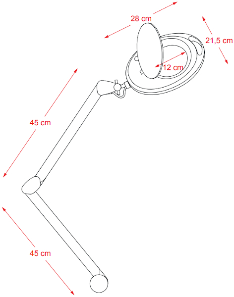 MEGA TABLE Lampe Loupe à LED - dimensions