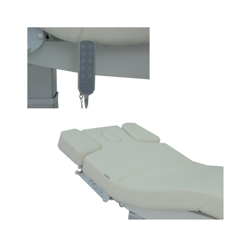 EVO PLUS Table de Massage SPA et de Soins Électrique - l77/L198 cm - Zoom sur Télécommande Lit - Accoudoirs Rabattables - Malys Equipements