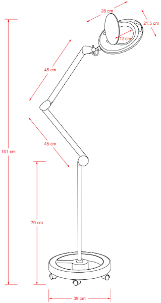 MEGA Lampe Loupe à LED - dimensions 2 - Malys Equipements